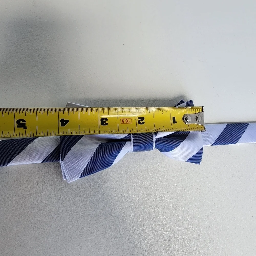 Blue White Striped Toddler Boys Bow Tie 4